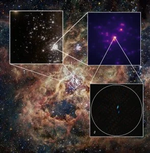 A binary star in the Tarantula Nebula imaged by the GRAVITY+ instrument on the VLTI