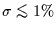 $\sigma \;\rlap{\lower 2.5pt \hbox{$\sim$}}\raise 1.5pt\hbox{$<$}\;1\%$